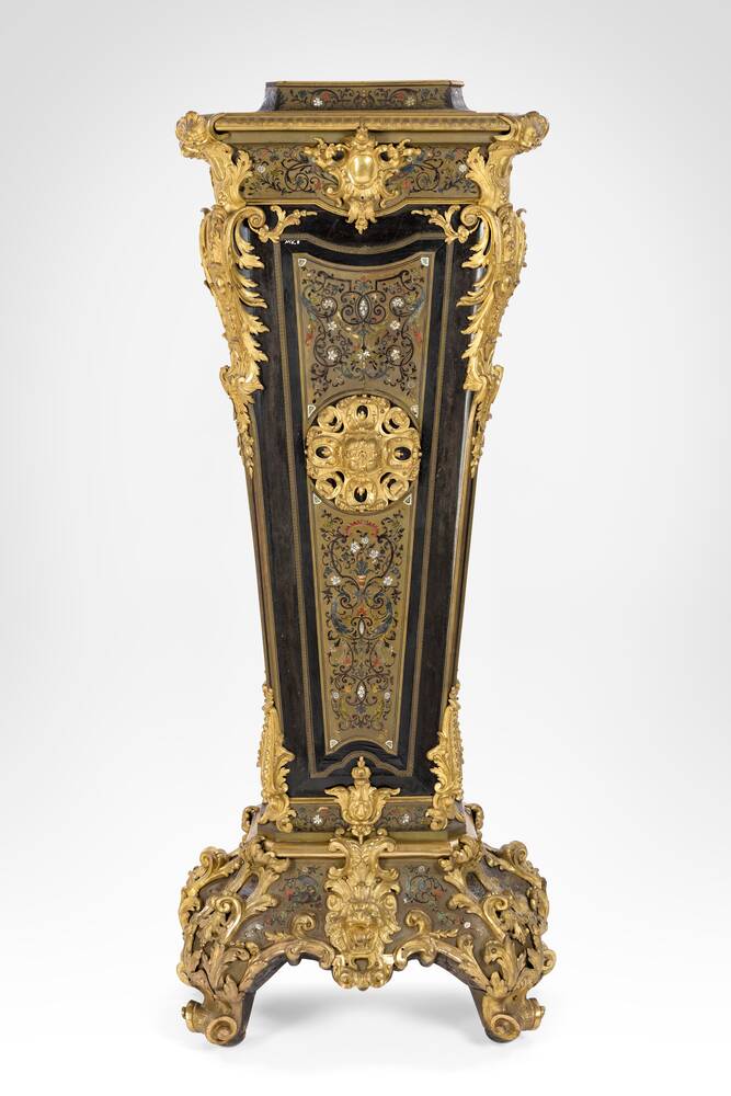 fragment of clock case and pedestal (Apollo-Pendulum clock)