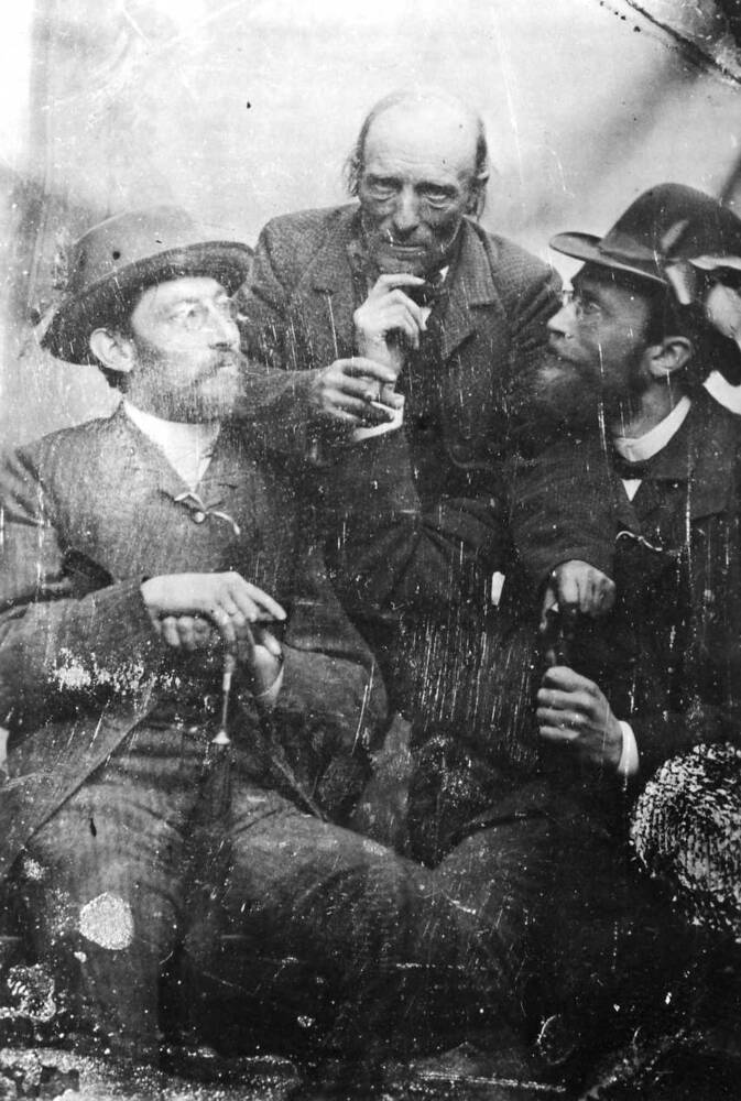 Arthur Kollmann, Reinhold Herrmann und Karl Kapphahn auf einem Schützenfeste in Taucha