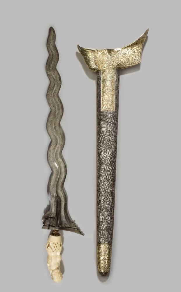 Prunkdolch / Kris mit Scheide (keris / sarung keris)