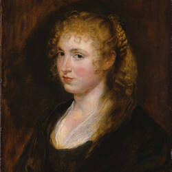 Portrait of a Woman with Braided Blond Hair