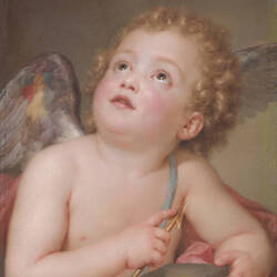 Amor, den Pfeil schleifend