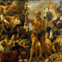 Diogenes mit der Laterne, auf dem Markt Menschen suchend