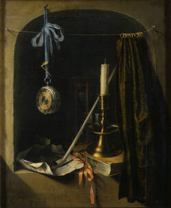 Stillleben mit Leuchter und Taschenuhr