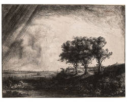 Landschaft mit drei Bäumen